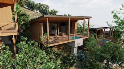 Terraza con jacuzzi, vista montaña, experiencia íntima de calma y serenidad en Talipot Ecolodge